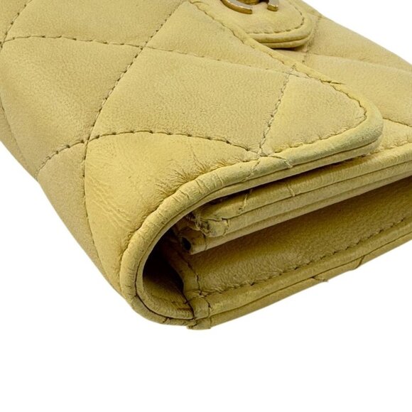 Chanel Compact Wallet Card Coin Case Yellow with Chain - Picture 3 of 8